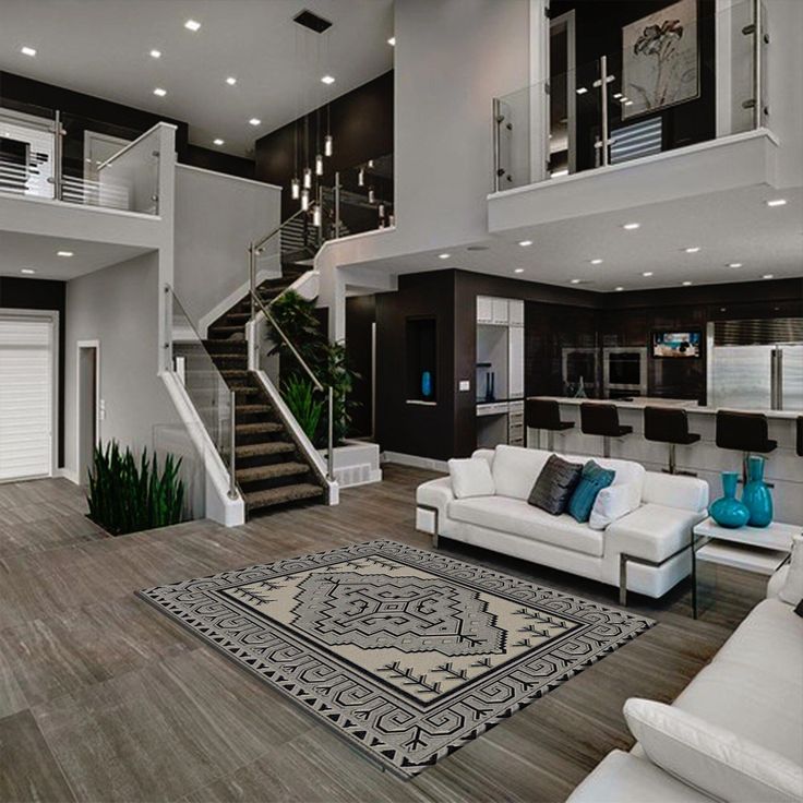 modern home interior with diverse rooms