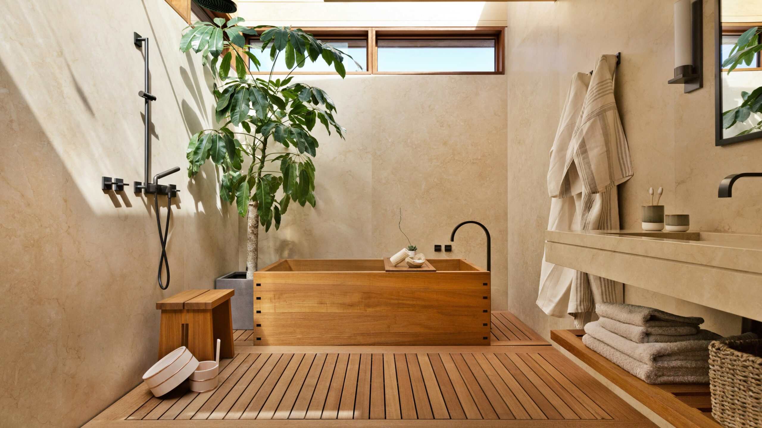 modern spa like bathroom