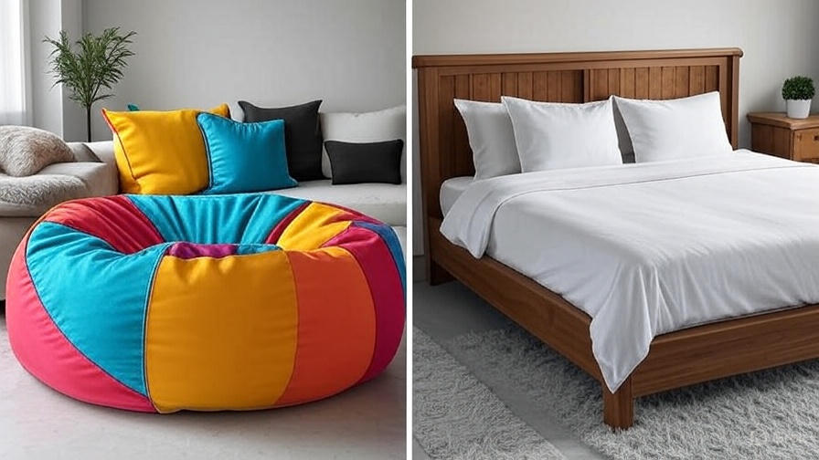 side by side bean bag and traditional bed